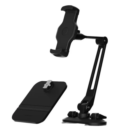 Powerology Adjustable Long Arm 360&deg; Rotatable Suction Phone Holder - Black